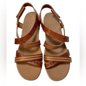 Skechers Cali Beverlee Delicate Glow Brown Wedge Sandals Womens Size 10 New